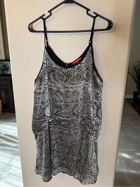 Drop Waist Strappy Top Large Black and Gold Paisley Velour Mini Dress or Tunic
